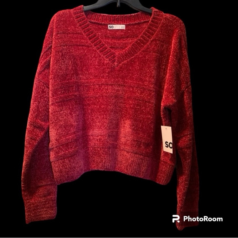 SO Modern Maroon V neck Pullover Sweater